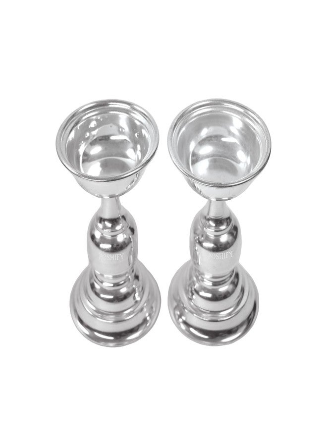 POSHIFY German Silver Big Diya Set of 2,Pooja, Home Decor, Meditation, Silverware, Diwali Decorations, Diwali Gift, Wedding, Pooja Samagri, Room Decor, Luxurious Diya Set_Pack of 2 - Image 1